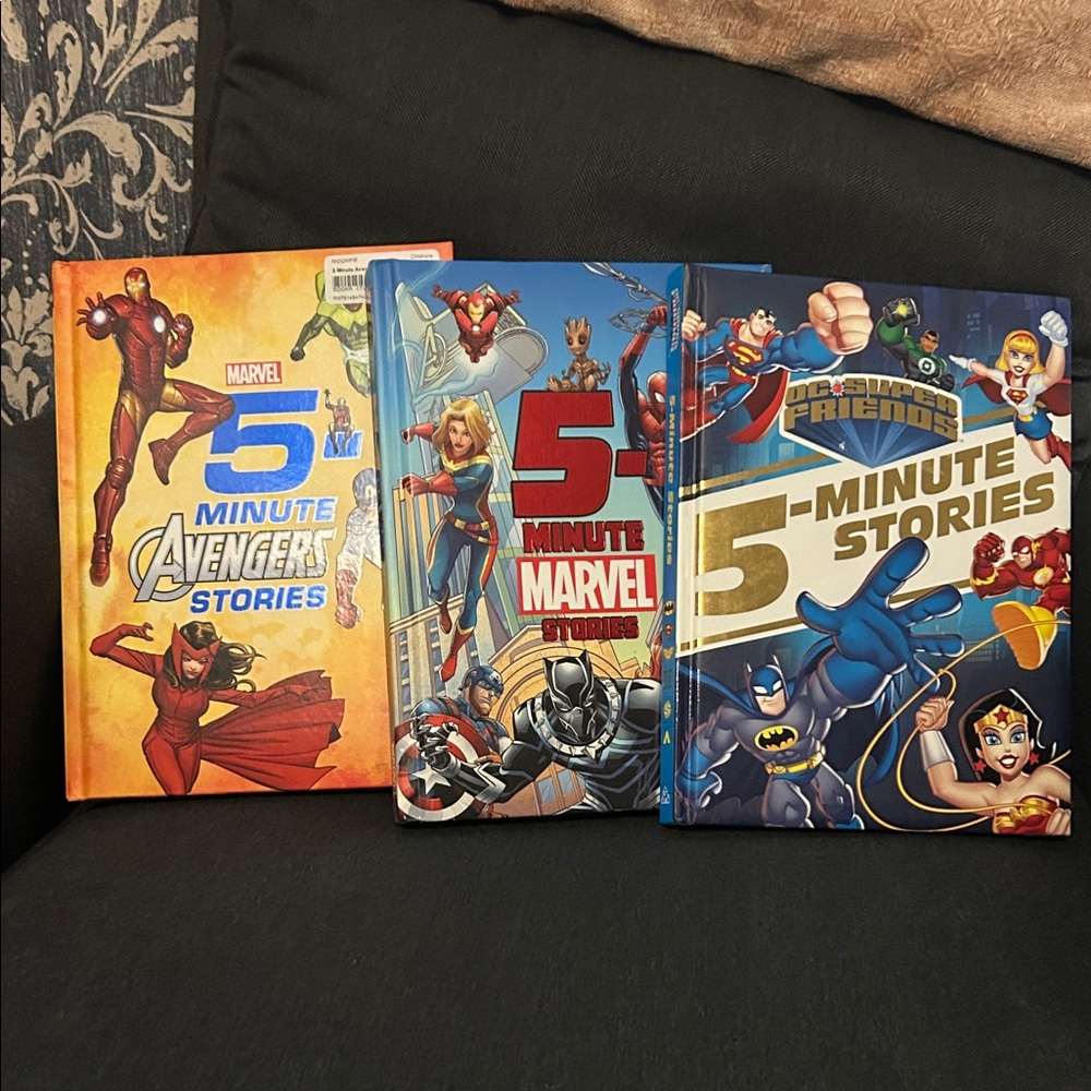 Set of 3 Kids 5-Minute Superhero Story Books - Marvel & DC